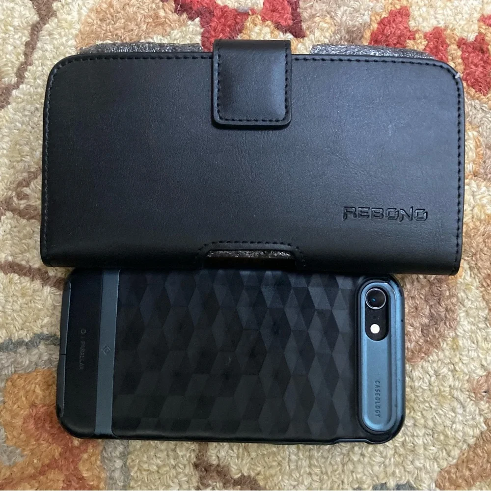 Cell Phone case by Rebono - belt clip, black faux leather — NEW